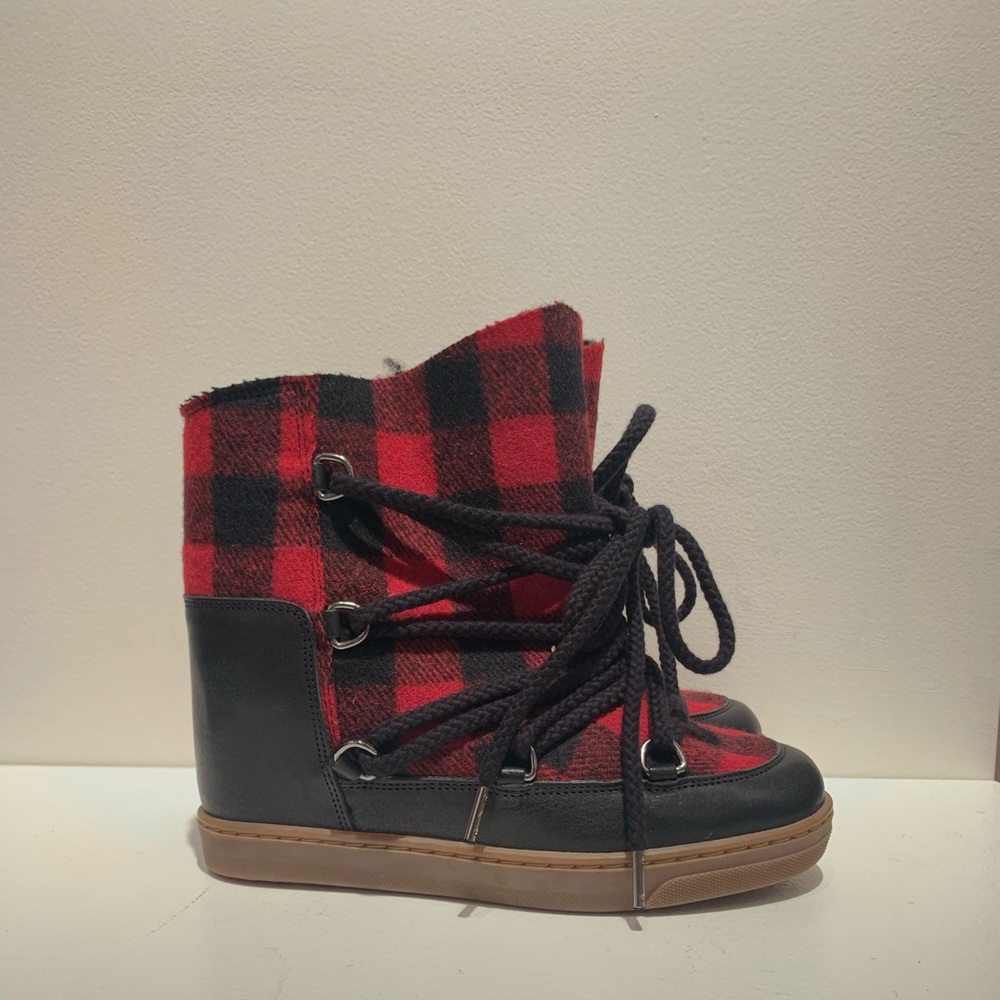 Isabel Marant Nowles flannel boot in red